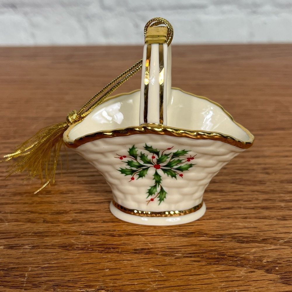 Basket Holly Ornament by Lenox